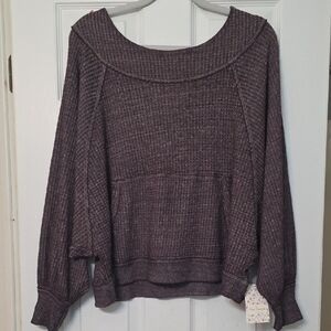 Free People Plum Textured Knit Sweater